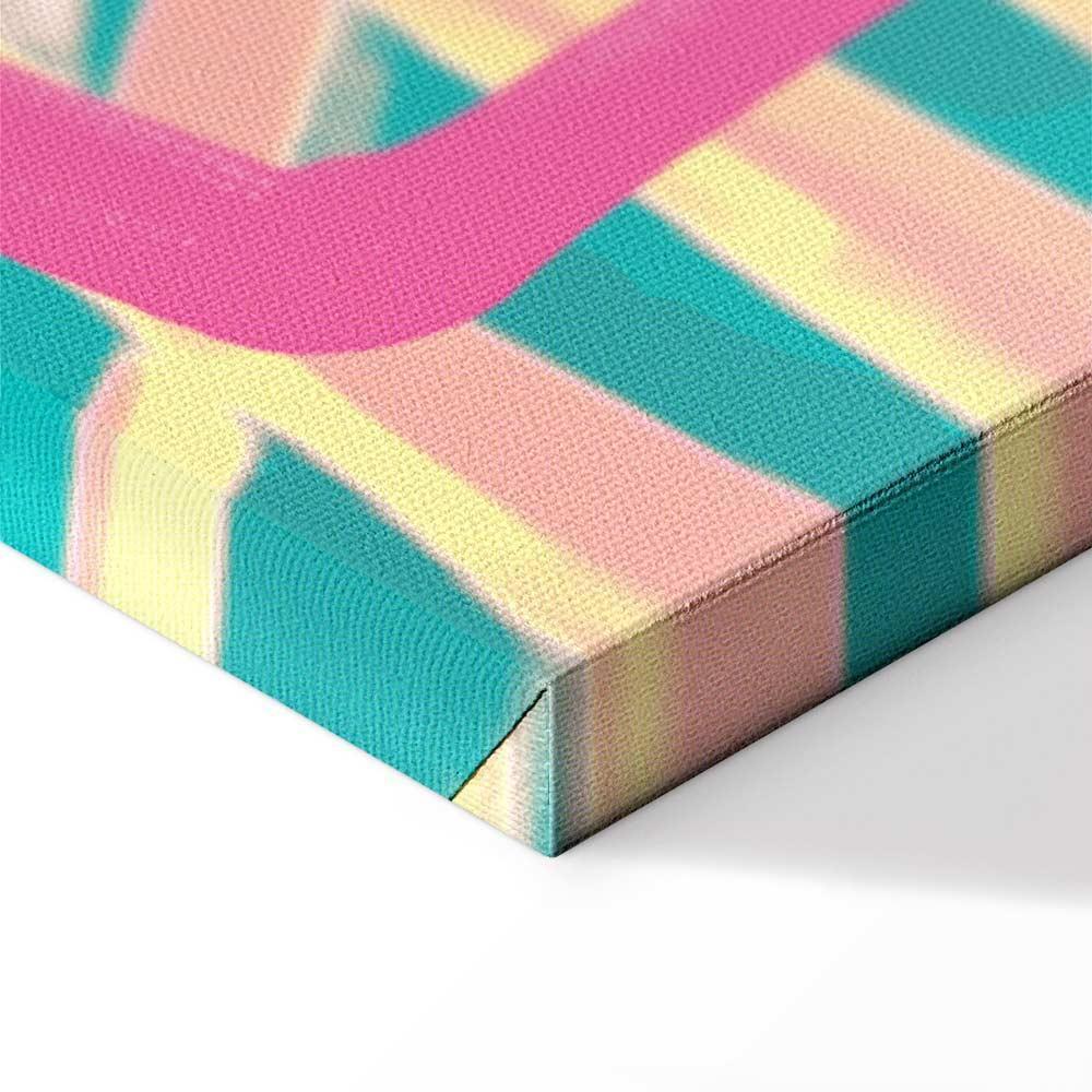 Leinwandbild - Pink Flamingo - Abstract Flamingo Against Palms and Ice Cubes