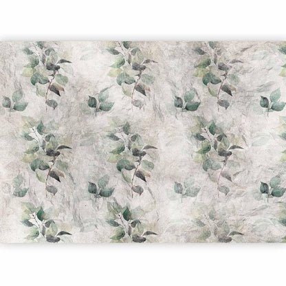 Fototapete - Statue of nature - plant motif with green leaves with grey patterns