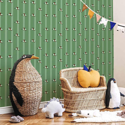 Tapete - Sports Whistles - Repeating pattern on a striped green background