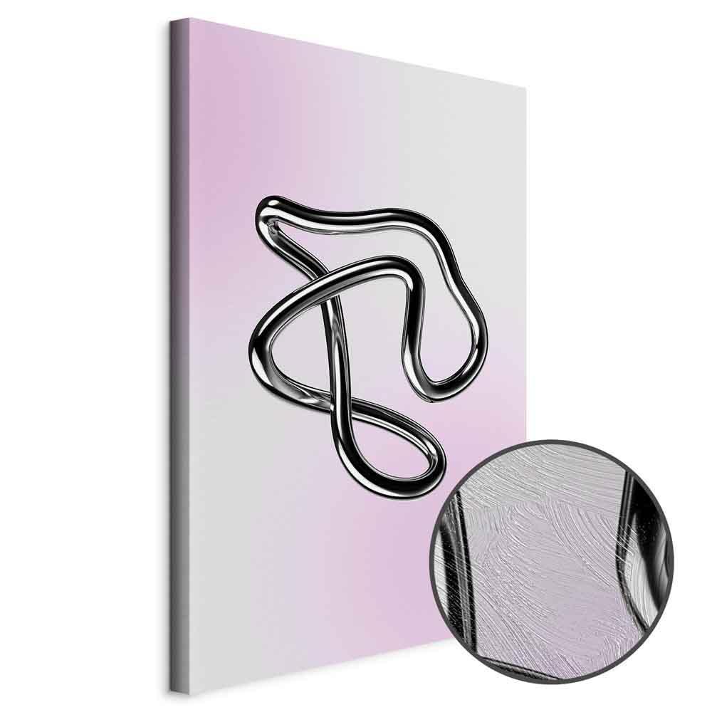 Leinwandbild - Silver Intricacies - Fluid Metallic Figure on a Gradient Background