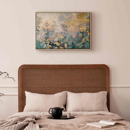 Leinwandbild - Tapestry Pattern with a Meadow and Flowers Kilim with a Spring Motif