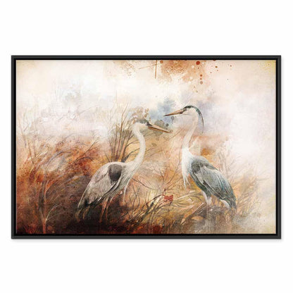 Leinwandbild - Herons on the Hunt (1 Part) Wide