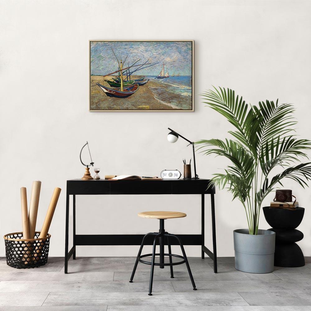 Leinwandbild - Vincent van Gogh – Fishing Boats on the Beach