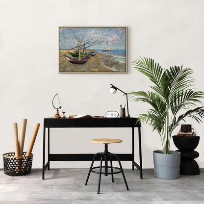 Leinwandbild - Vincent van Gogh – Fishing Boats on the Beach