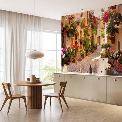 Fototapete - The Alley in Spello (Italy)