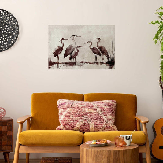Poster - Herons Painted in Ink Artgeist