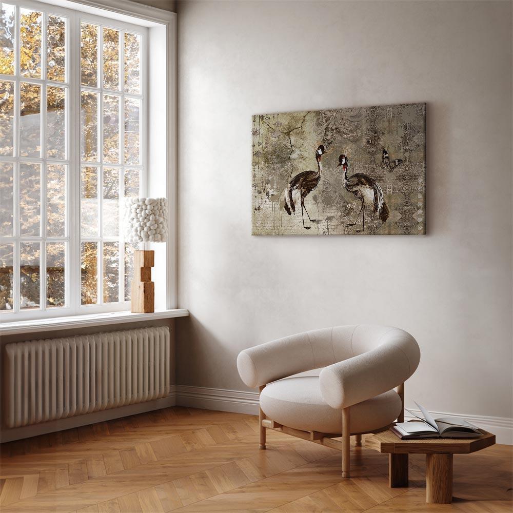 Leinwandbild - Retro Cranes (1 Part) Wide