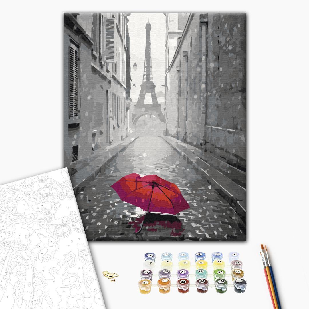 Malen nach Zahlen - Paris (Red Umbrella)