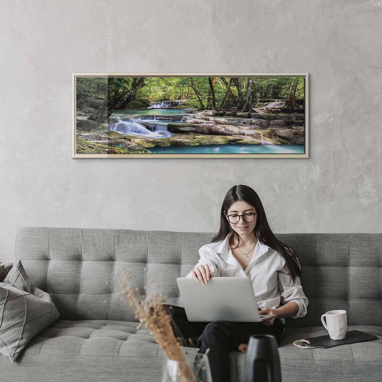Leinwandbild - Nature: Forest Waterfall