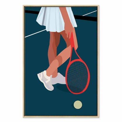 Leinwandbild - Female Tennis Player With a Red Racket on the Court - Graphics