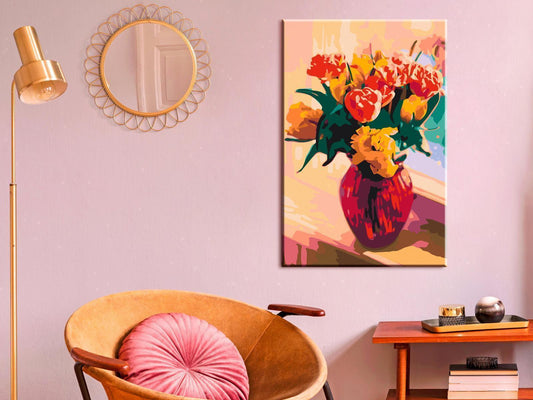 Malen nach Zahlen - Tulips in Red Vase