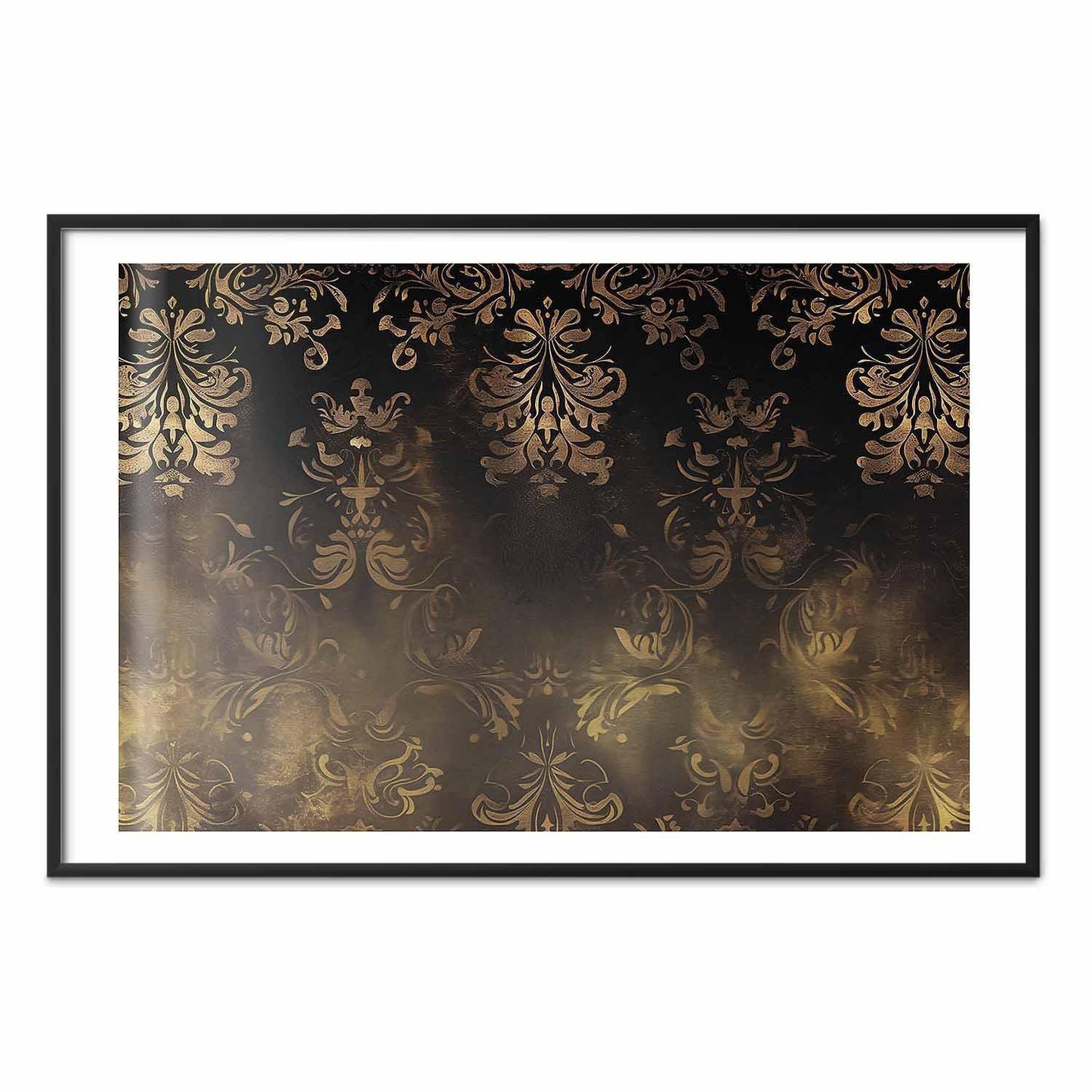 Poster - Dark Baroque Patterns with Golden Accents