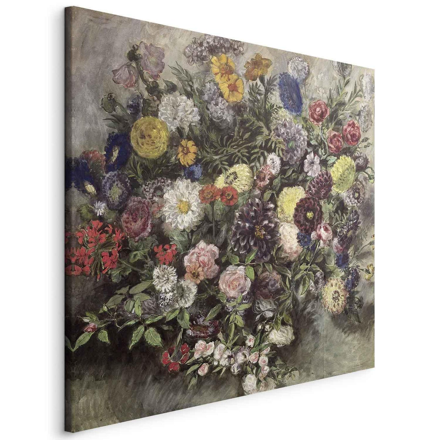 Leinwandbild - Bouquet of Flowers (Eugène Delacroix) Artgeist