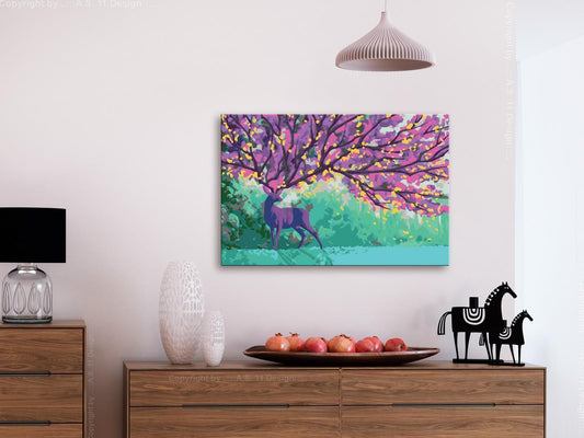 Malen nach Zahlen Purple Deer Geschenk - faszinierendes Hirsch-Motiv für kreative Entspannung