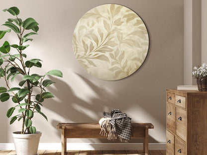 Rundes Bild - Botanical Motif with Leaves and Vines in Sand Colors