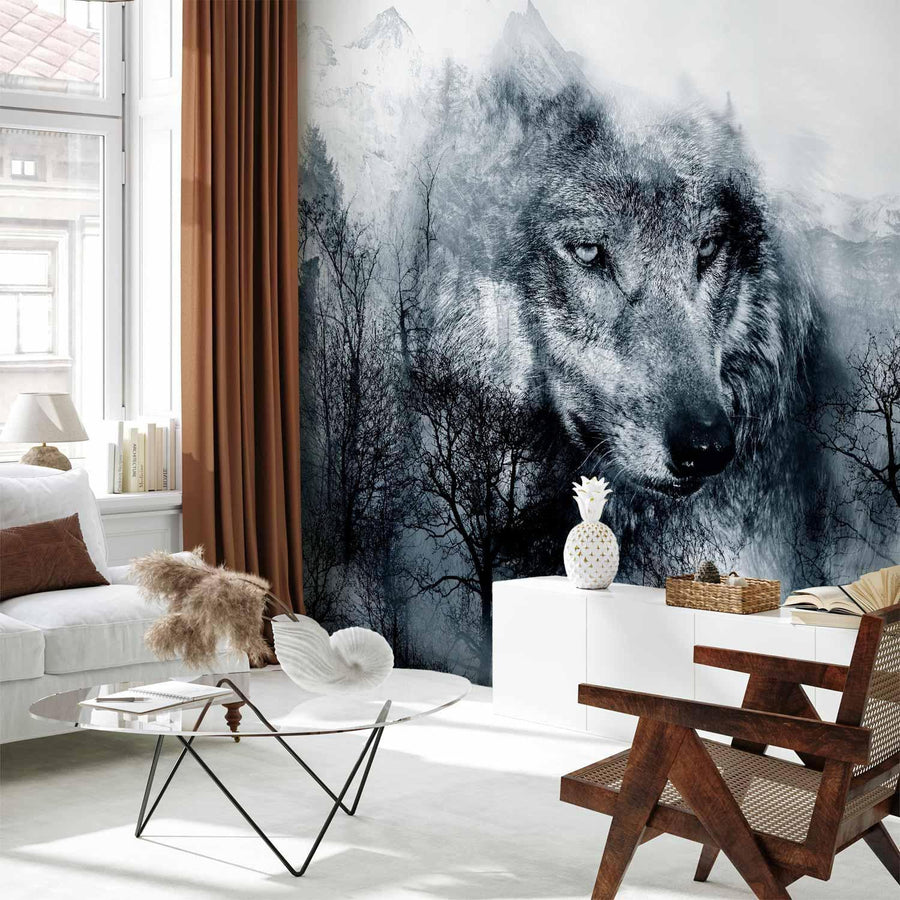 Fototapete - Mountain Predator (Black and White) Artgeist