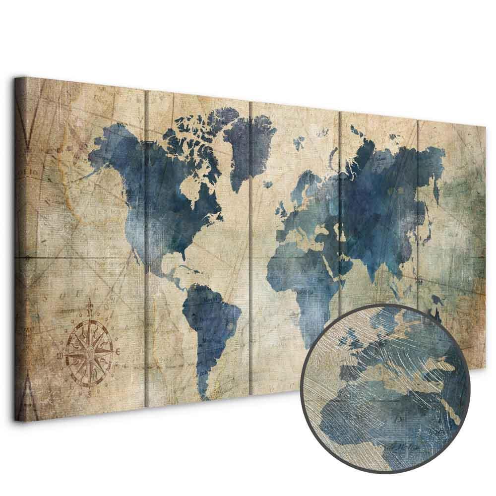 Leinwandbild - Retro Map (5 Parts) Narrow
