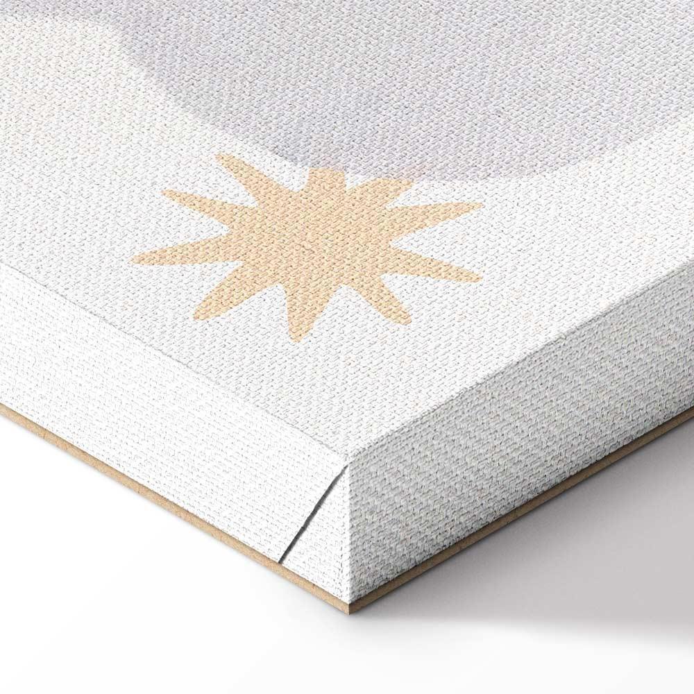 Leinwandbild - Letters Above the Rainbow - Letters Among Streams of Rain and Clouds with a Rainbow Moon and Stars on a Light Background