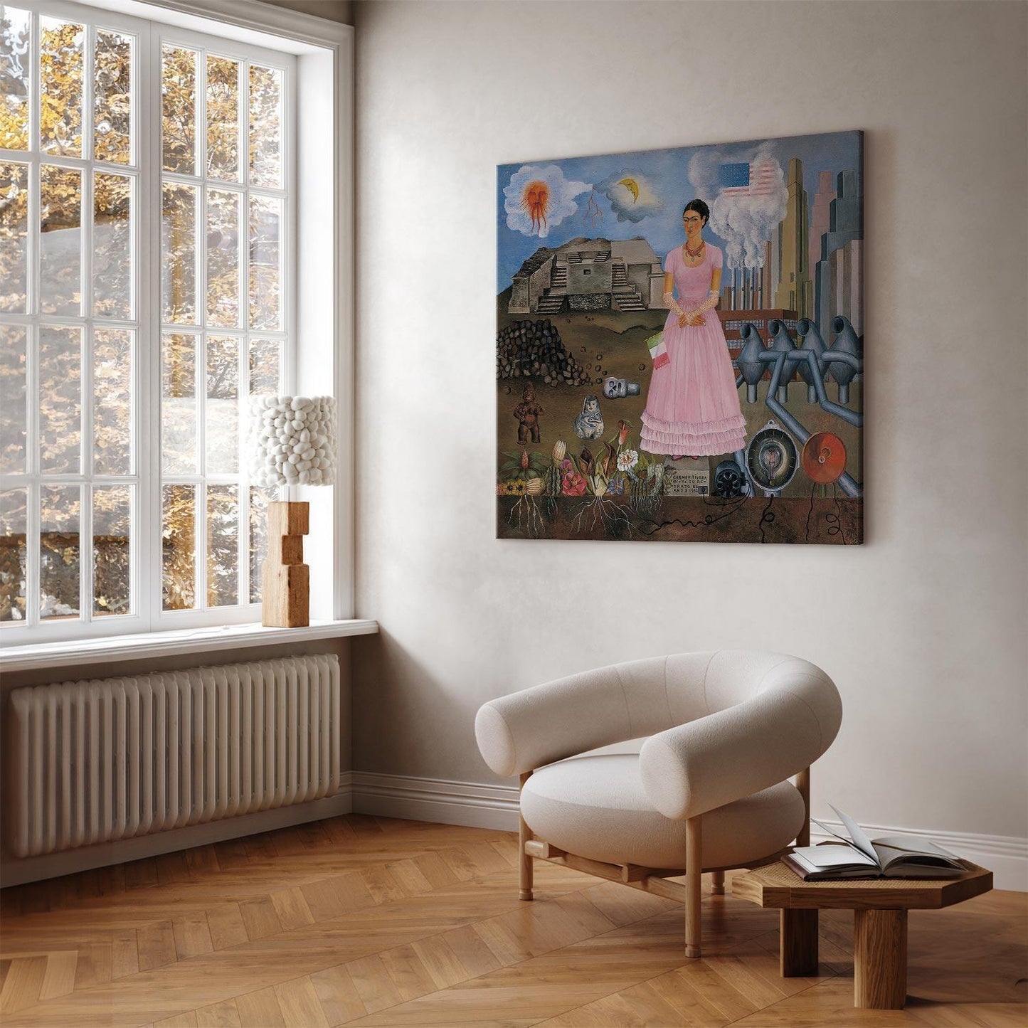 Leinwandbild - Frida Kahlo – Self-Portrait on the Borderline Between Mexico and the United States