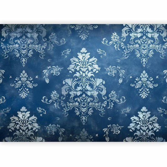 Fototapete - Retro Ornament Decorative Motif in Worn Blues Artgeist