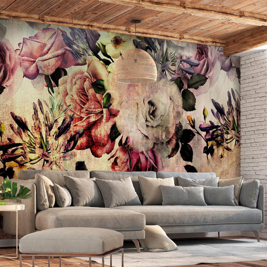 Fototapete – Nostalgische Blumen im Vintage-Stil