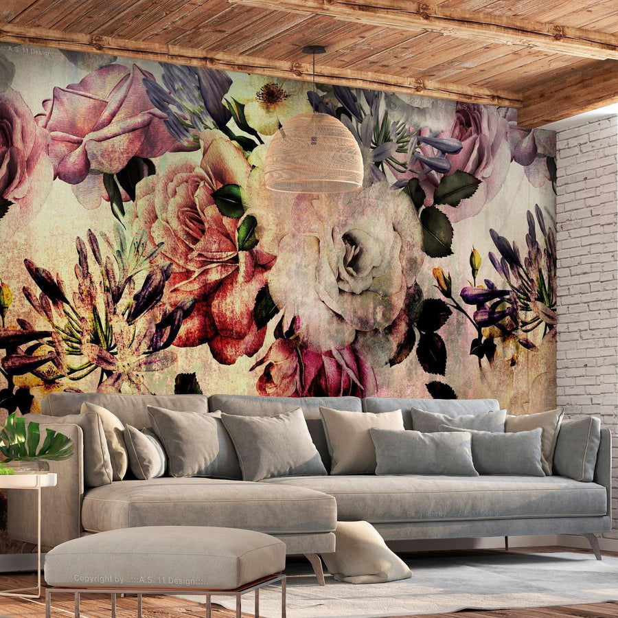 Fototapete – Nostalgische Blumen im Vintage-Stil