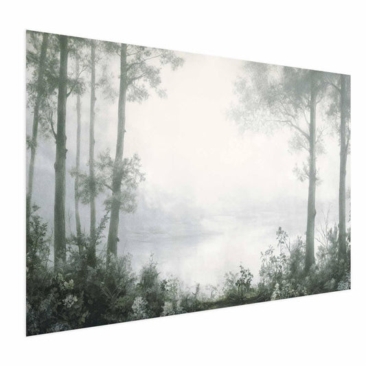 Poster - Forest and Pond in Patinated Green Artgeist