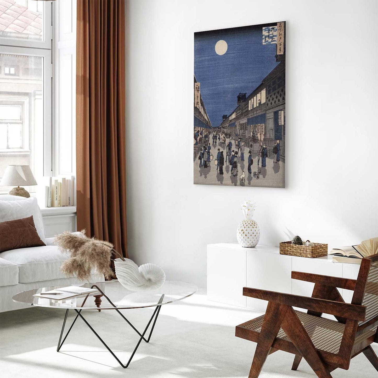 Leinwandbild - Utagawa Hiroshige – Night time view of Saruwaka Street