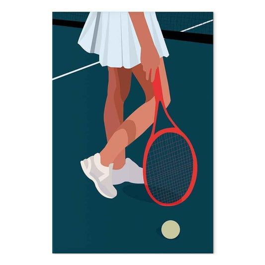 Leinwandbild - Female Tennis Player With a Red Racket on the Court - Graphics