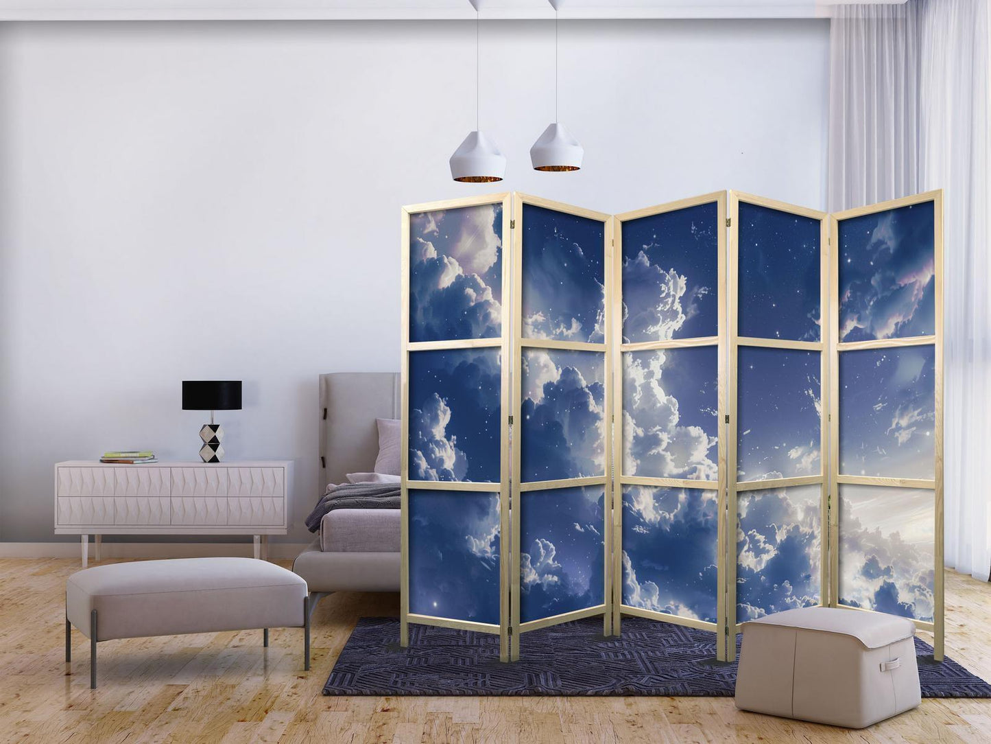 Japanischer Paravent - Starry Clouds and Delicate Light Over a Corner of the Sky Artgeist