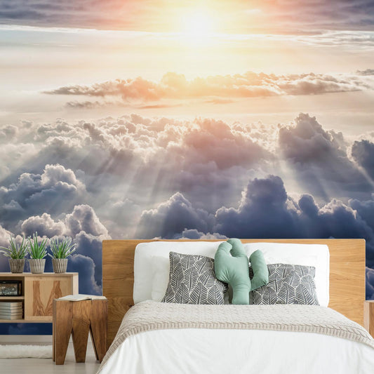 Fototapete Wandel in den Wolken - Himmlische Komposition mit sanften Wolkenformationen