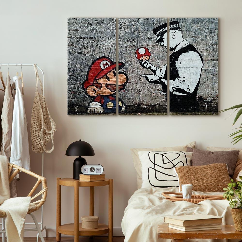 Leinwandbild - Super Mario Mushroom Cop by Banksy