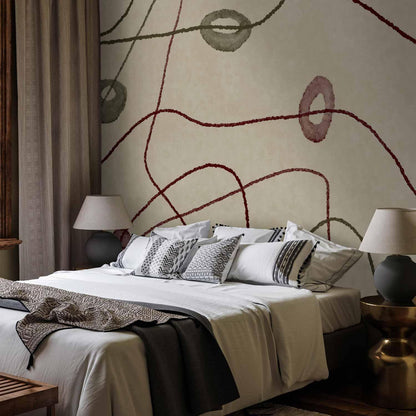 Fototapete - Lines and shapes – bead labyrinth on a pale washed background