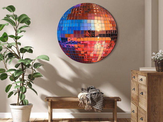 Rundes Bild - Old gold disco ball