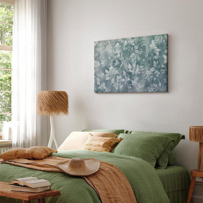 Leinwandbild - Ornaments in Worn Muted Turquoises: Delicate Plant Pattern