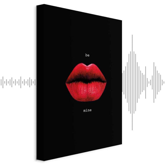 Leinwandbild - Red Lips (1-part) - Black Background with English Text