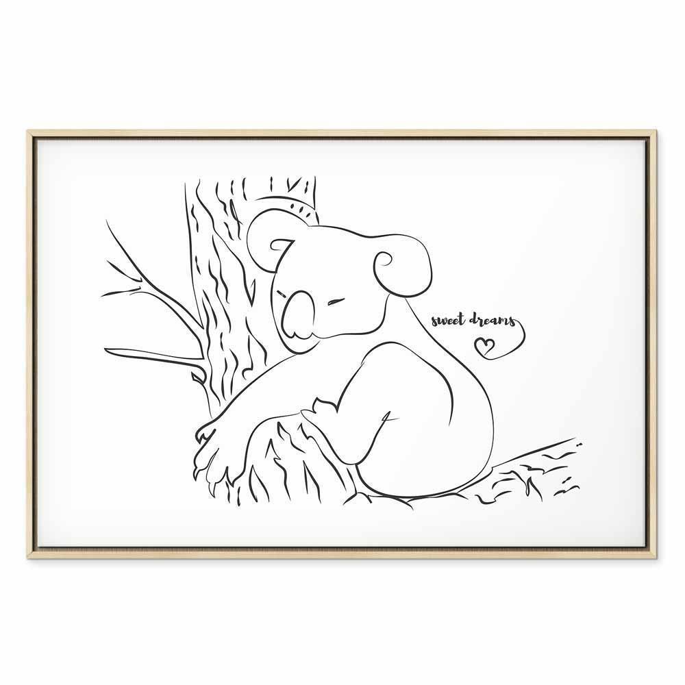 Leinwandbild - Quiet Charm of Nature (1-part) - Sleeping Koala in Black and White
