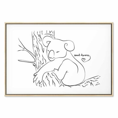 Leinwandbild - Quiet Charm of Nature (1-part) - Sleeping Koala in Black and White