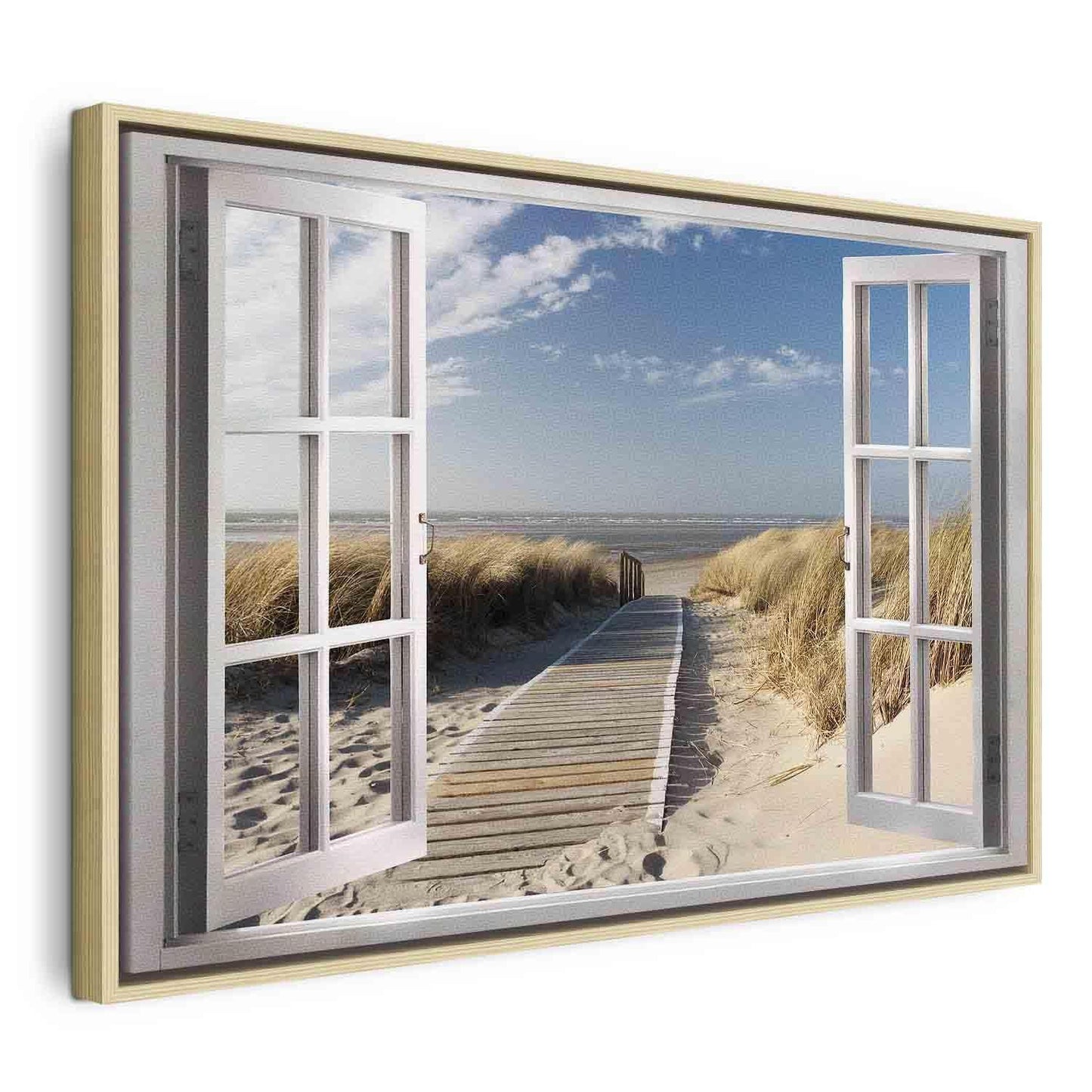 Leinwandbild - Window: View of the Beach Artgeist