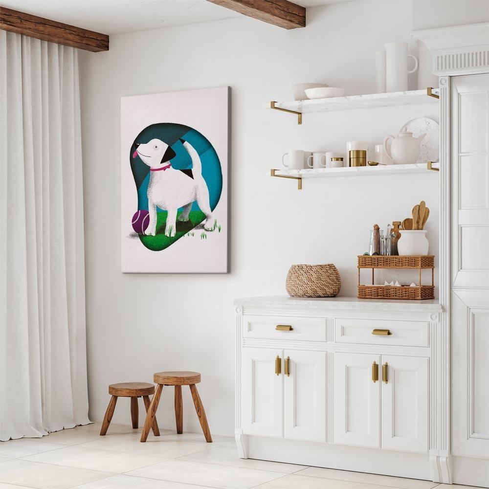 Leinwandbild - Dog and Ball (1 Part) Vertical