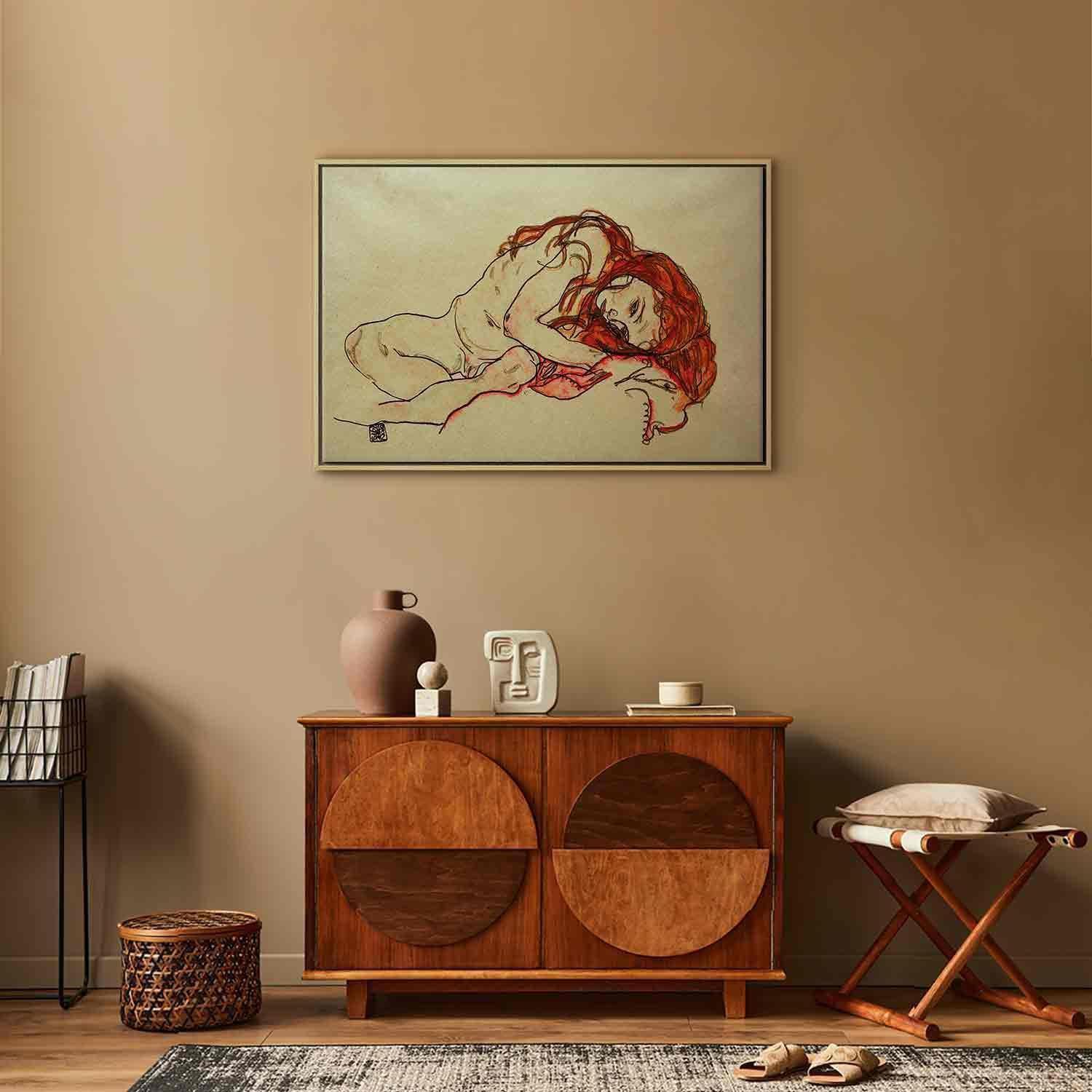 Leinwandbild - Crouched Girl With Bowed Head Artgeist