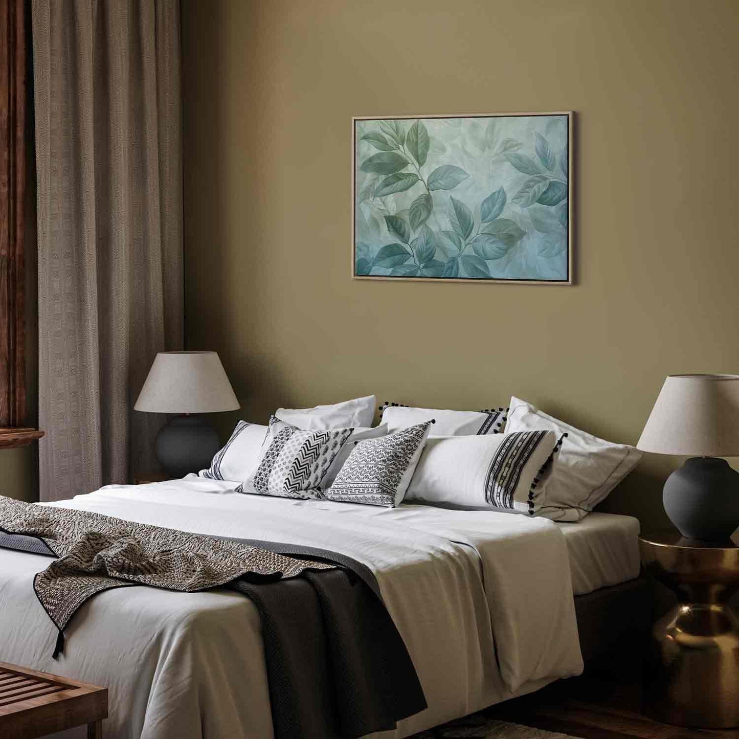 Leinwandbild - Large Leaves in Shades of Green-Mint: Botanical Motif Artgeist