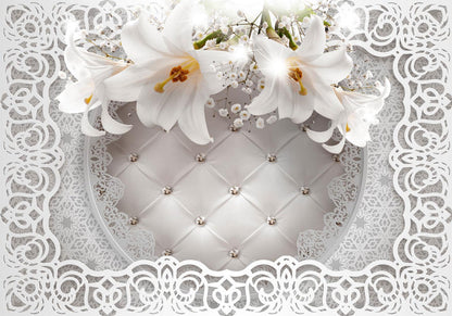 Fototapete - Lilies and Quilted Background Artgeist