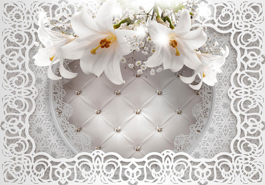 Fototapete - Lilies and Quilted Background Artgeist