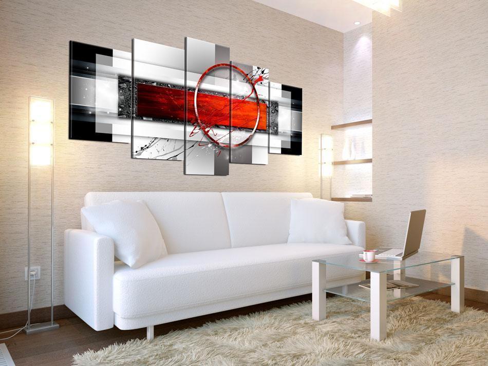 Leinwandbild „Karmesinrote Energie“ – Ausdrucksstarke Wandkunst in Rot und Weiß