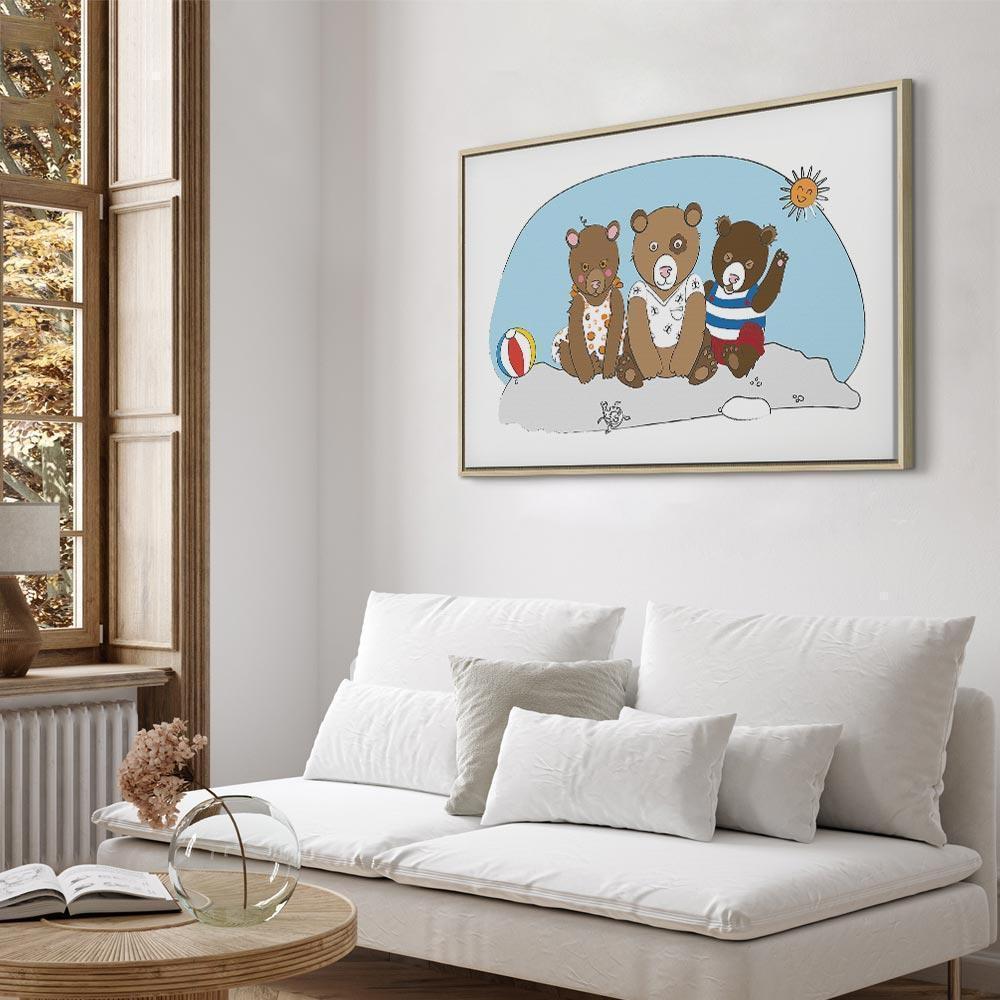 Leinwandbild - Teddy Bears on the Beach (1 Part) Wide