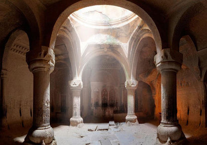 Fototapete Tempel – Mystischer Blick auf alte Architektur