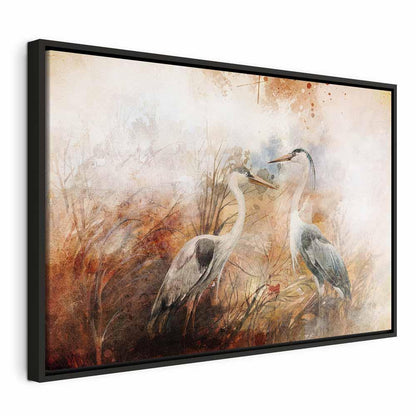Leinwandbild - Herons on the Hunt (1 Part) Wide