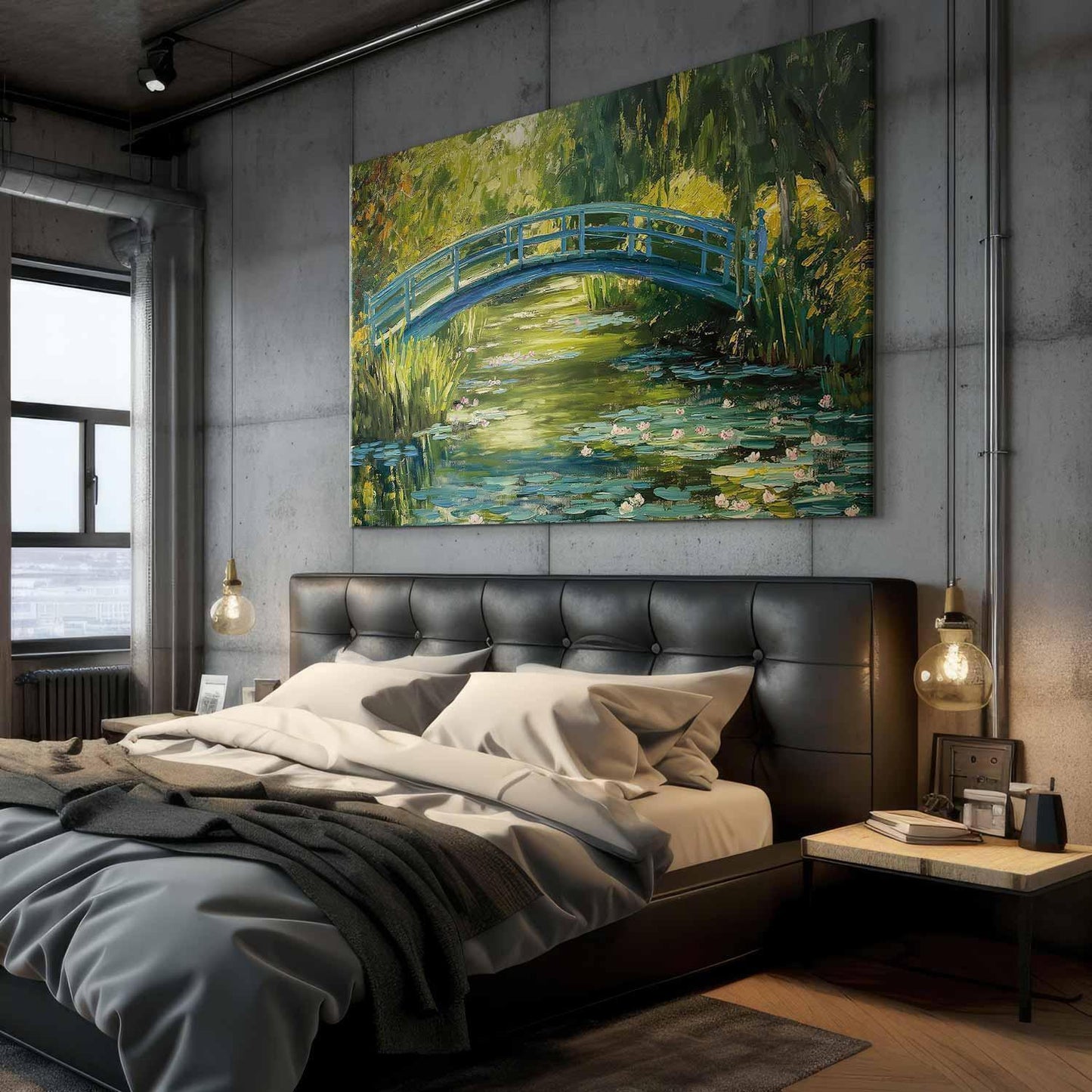 Wandbild XXL - Impressionist bridge - painting of a bridge against a picturesque background