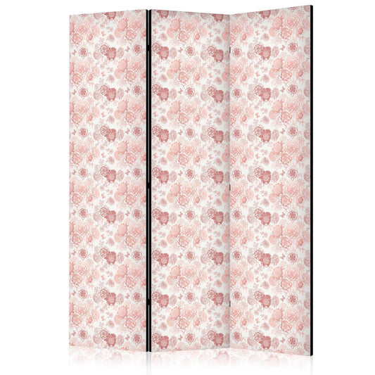 Paravent - Pink Blossoming - Flowers in Warm Colors on a White Background Artgeist